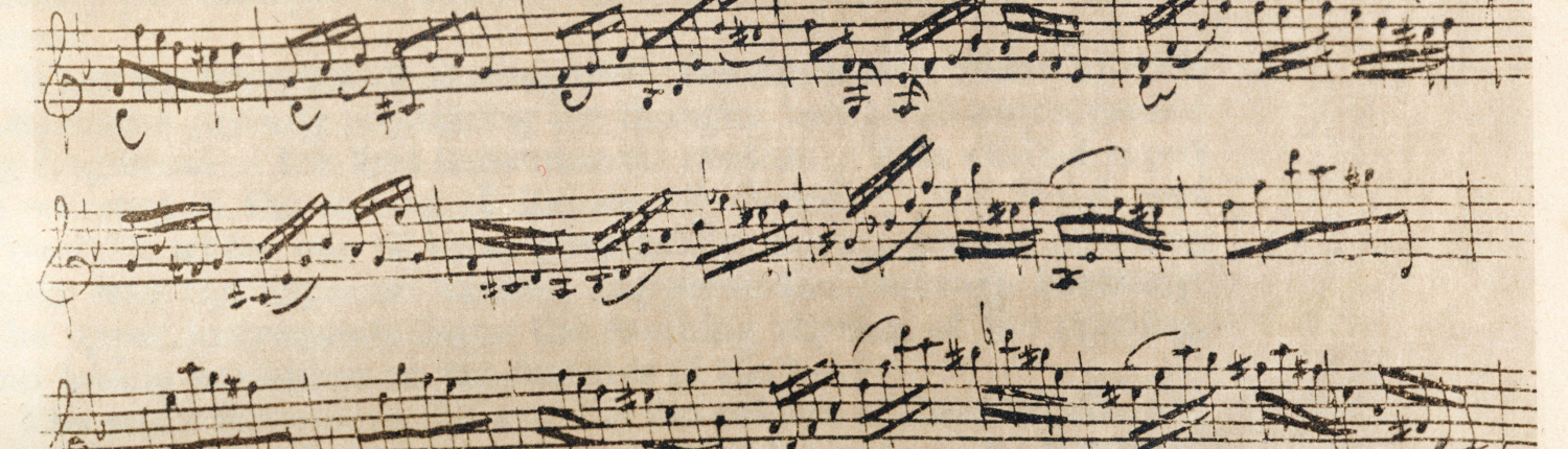 Johann Sebastian Bach - first page of score of the chaconne for his 'Partita in D minor for solo violin' (BWV 1004). Handwritten by his second wife Anna Magdalena Bach.JSB: 21 March 1685 - 28 July 1750.